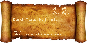 Kopácsy Relinda névjegykártya